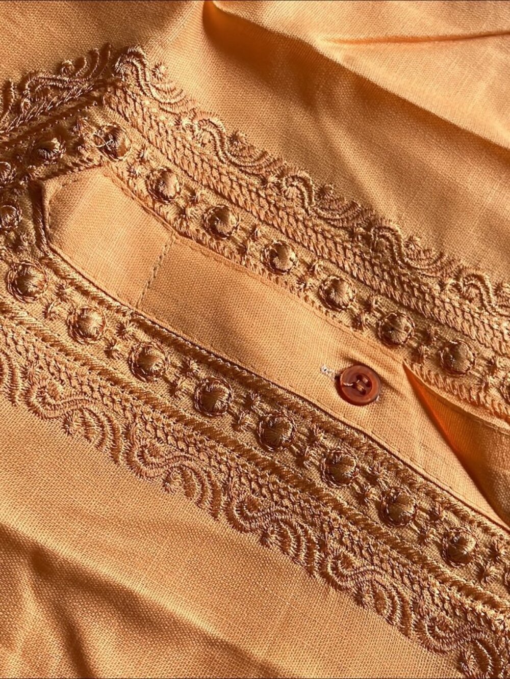 Embroidered Peach Kurta With Pants